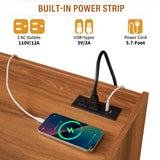 Modern TV Stand with Ample Storage,4 Drawer Design with Tempered Glass ,Built-in Charging Ports and Ambient LED Lighting