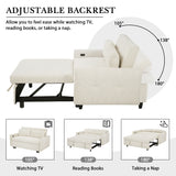 Pull-out Sofa Bed Convertible Couch 2 Seat Loveseat Sofa Modern Sleeper Sofa with Two Throw Pillows and USB Ports for Living Room, Beige
