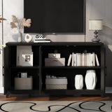 TV Stand for TVs up to 65 Inches, Modern Entertainment Center Media Console Cabinet with 2 Spacious Storage Space, Solid Wood Legs for Living room