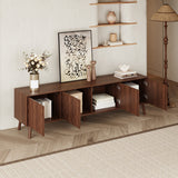 70inch Modern TV Stand for TVs up to 80 inches for Living Room, Entertainment Center with Solid Wood Legs, Soft Closing Hinges and Cable Management