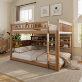 Full over Full Bunk Bed with Integrated Shelving, Color-Changing Lights and Pegboard