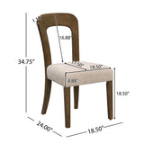 Dining Chairs Set of 2, Upholstered Kitchen Side Chairs with Beige Fabric Seating Light Brown Solid Rubber Wood Legs