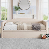 Twin Size Daybed with Extended Pop Up Trundle, Upholstered Sofa Bed Daybed, Space-Saving Twin to King Design, Perfect for Guest Room, Velvet