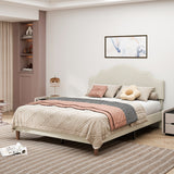 Queen Size Bed Frame Upholstered Platform Bed with Adjustable Headboard,Linen Fabric Padded,Modern Simple Style Platform Bed No Box Spring Needed, Easy Assembly