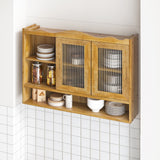 35.4"Retro 2 Door Sliding Cabinet Three Layers of Storage Space,Suitable for Bathrooms,Kitchens,Dining Rooms,Natural