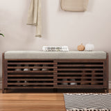 Shoe Bench with Storage and Cushion, Distressed Shutter Storage Bench with Retro Charm for Living Room, Entryway