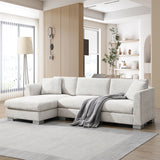 96*56" Modern Cloud Sectional Sofa,L-shaped Luxury Couch Set with 2 Free pillows,4-seat Chenille Indoor Furniture with Oversized Chaise for Living Room,Apartment,Office