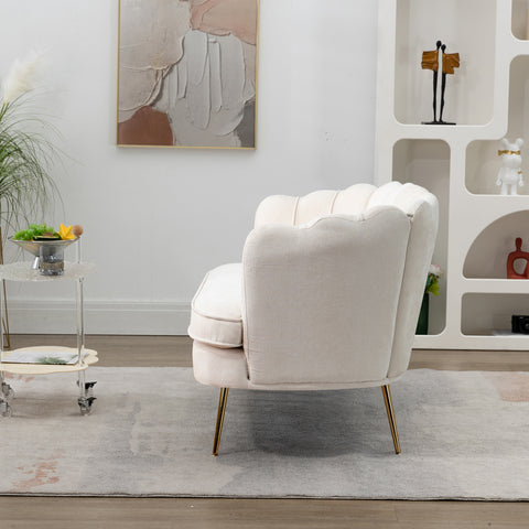 Modern Chenille Loveseat Small Sofa Small Mini Room Couch Two-Seater Sofa with Gold Metal Legs for Small Space Office Studio Apartment Bedroom
