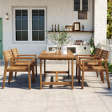 5-Piece Outdoor Acacia Wood Outdoor Dining Set of 4,59.06-Inch Rectangular Table with Umbrella Hole,Suitable for Patio, Lawn, Garden, Poolside, & Indoor Use
