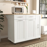 Kitchen Island with Drop Leaf, Kitchen Storage Cart with 3 Tier Pull Out Cabinet Organizer, Internal Storage Rack, Rolling Kitchen Cart on Wheels with Towel Rack, 2 Drawers, for Kitchen