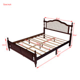 Queen Size Platform Bed Frame with Upholstered Headboard, Panel Footboard, Bed Rail Support Feet and Central Platform Support Feet