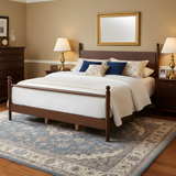 King Size Platform Bed Frame with Headboard & Sturdy Solid Poplar Frame, Walnut