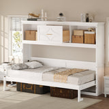 Twin Size Murphy Bed Wall Bed with Charging Station, Storage Drawer & Cabinets, Foldable Bed Cabinet Bed