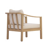 Patio Club Chair Outdoor Accent Chair Armchair with Soft Water-resistant Cushions & Weather-Resistant Acacia Wood Frame, Teak+Cream