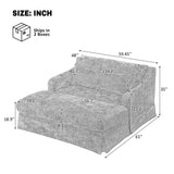59.45"W Chenille Chaise Lounge Sofa Bed, 2-Seat Sleeper Loveseat Sofa Chair with Textured Surface & 2 Back Cushions