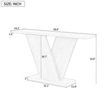 Modern V-Shaped Console Table with Acacia Wood Veneer – Sleek Entryway Table with Wide Tabletop, Black