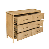 6-Drawer Dresser, Storage Cabinet, Stylish Style, Suitable For Living Room and Dining Room Entrance, Large Size, Natural
