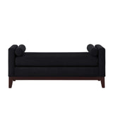 Elegant Upholstered Ottoman Bench with Pillows, Mid-Century Modern Window Seat, Bed End Ottoman with Solid Wood Legs