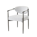Set of 2 Dining Chairs Upholstered Dinner Chairs Arm Chairs Modern Accent Chairs with Padded Seat & Iron Frame