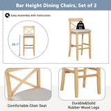 Farmhouse 48"Rectangular Wood Bar Height Dining Set Kitchen Breakfast Nook with 2 Chairs for Small Places,Natural+Beige