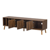 70"W Mid-Century Modern TV Stand, Media Console Table for TVs up to 80'', Entertainment Center with 5 Solid Wood Legs, Walnut