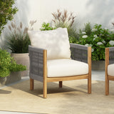 Patio Accent Chair Outdoor Club Chair Woven Rope Single Sofa Armchair with Soft Waterproof Cushion&Weather-Resistant Frame