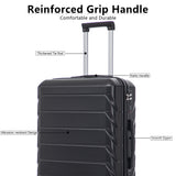 3PCS ABS Luggage Set Suitcase with Spinner Wheels & Combination Lock, 20"+24"+28", Black