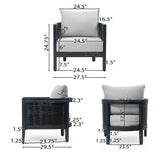 4pcs Patio Sofa Set Outdoor Conversation Chat Set Weather-resistant Garden Seating Group with Soft Cushion & Coffee Table
