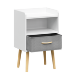 2-Tier Storage Nightstand End Table Side Table Storage Cabinet with Collapsible Fabric Drawer for Kids and Adults, White-ModernLuxe