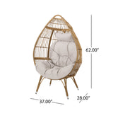 Patio Egg Chair with Soft Cushion, Indoor&Outdoor Basket Chair Accent Chair Weather-resistant Patio Seat Leisure Chair, Natural