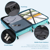 3pcs 20" Luggage Set with Travel Duffel Bag, Wet-Dry Toiletry Bag, TSA Lock & Spinner Wheels, Hard Shell Carry-On Suitcase, Blue