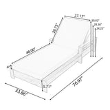 Patio Chaise Lounge Daybed with Adjustable Back&Water-Resistant Cushion, Weather-Resistant Outdoor Recliner, Cream&Teak