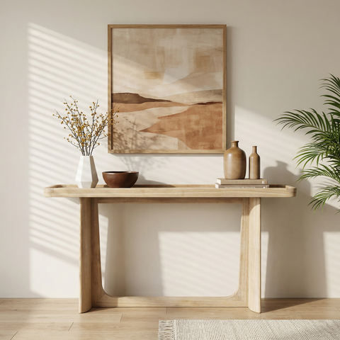 Farmhouse Console Table, Distressed Finish Sofa Table Accent Table with Solid Wood Tray Top for Entryway, Living Room