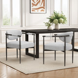Set of 2 Dining Chairs Upholstered Dinner Chairs Arm Chairs Modern Accent Chairs with Padded Seat & Iron Frame