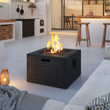 Square Propane Fire Pit Table, 40,000 BTU Outdoor MGO Fireplace with Lava Rocks & Rain Cover
