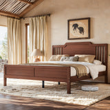Queen Size Platform Bed Frame Bamboo Bed with Headboard and Footboard, Brown