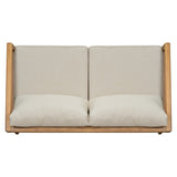 Acacia Wood Outdoor Loveseat Sofa Patio Sofa with Cushions, Teak+Beige