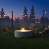 38" Round Propane Fire Pit Table, 50000 BTU Large Outdoor Fireplace with Faux Stone Finish, Lava Rocks & Waterproof Cover
