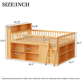 Full Size Loft Bed with Built-in Shelves & LED Headboard Light