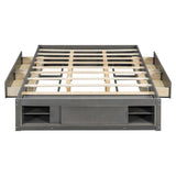 Queen Platform Bed Frame with 4 Drawers & Footboard Storage Cubby, No Headboard, No Box Spring Needed