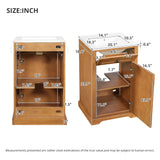 20" Bathroom Vanity with Ceramic Sink, Natural Wood Finish Bathroom Storage Cabinet with Soft-Closing Door & Adjustable Shelf