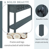 Rustic Entryway Console Table, 60" Long Sofa Table with two Different Size Drawers and Bottom Shelf for Storage, Navy