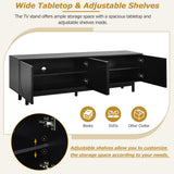 Graceful TV Stand with Arch Cabinets for TVs Up to 78'', Minimalist Entertainment Center with Solid Wood Legs, Practical Media Console with Adjustable Shelves for Living Room
