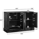 Fluted Accent Cabinet, Sideboard Buffet Cabinet with Adjustable Shelves & Outlet Holes for Living Room, Entryway, Kitchen