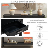 62.2'' Farmhouse Entryway Table with 3 Drawers, Painted Console Table with Bottom Shelf & Iron Handles, Minimalist Sofa Table for Living Room, Hallway, Kitchen, Bedroom, Office