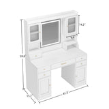 Large Vanity Table Set Makeup Vanity Dressing Table with Mirror, 6 Drawers & Shelves, Dresser Desk