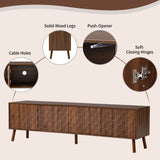 70inch Modern TV Stand for TVs up to 80 inches for Living Room, Entertainment Center with Solid Wood Legs, Soft Closing Hinges and Cable Management