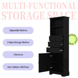 Tall Storage Cabinet with 3 Drawers and Adjustable Shelves for Bathroom, Study, Office and Interior, MDF Board with Painted Finish