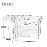 Chesterfield Club Chair with Scrolled Arms, Nailhead Trim, and Solid Wood Legs