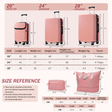Hardside Luggage Set 5 Piece with Bags,20IN Half-opening Carry on Luggage with USB Port, Expandable 24IN 28IN Luggage with Double Spinner Wheels TSA Lock
